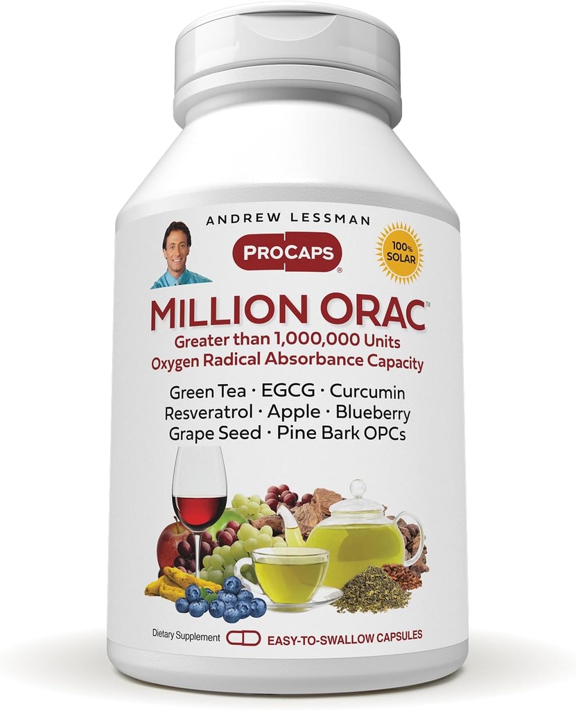 ANDREW LESSMAN Milon Orac 60 Kapsul - Pengiriman Terkonsentrasi Standardisasi Tanaman - Berdasarkan Ekstraksi. Anti- Oxidants yang kuat dan senyawa perlindungan. Netralize Tamging Free- Radikal, No Additives
