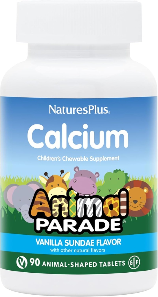 NaturesPlus Parade Hewan Calcium, Vanilla Sundae Flavor - 90 Animal- Tabely Chewable Tablet - Paket 2 - Promotes Sehat Bones - Vegan, Gluten Free - 180 Total Servings