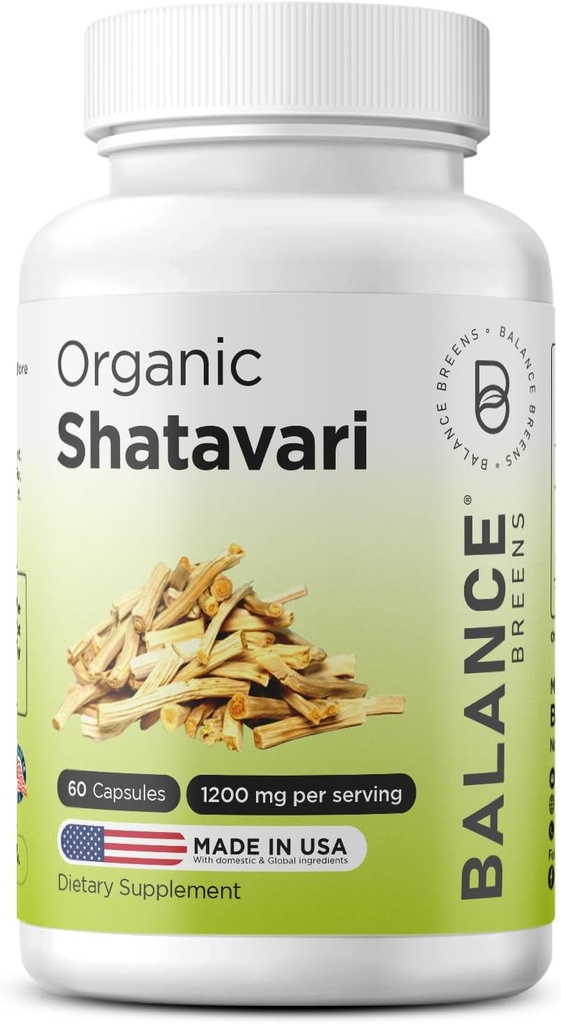 Shatavari Organik 1200 mg, 60 Kapsul - Lactation Dukung Vitamin, Hormonal Saldo for Women, Asparagus Racemogus Root