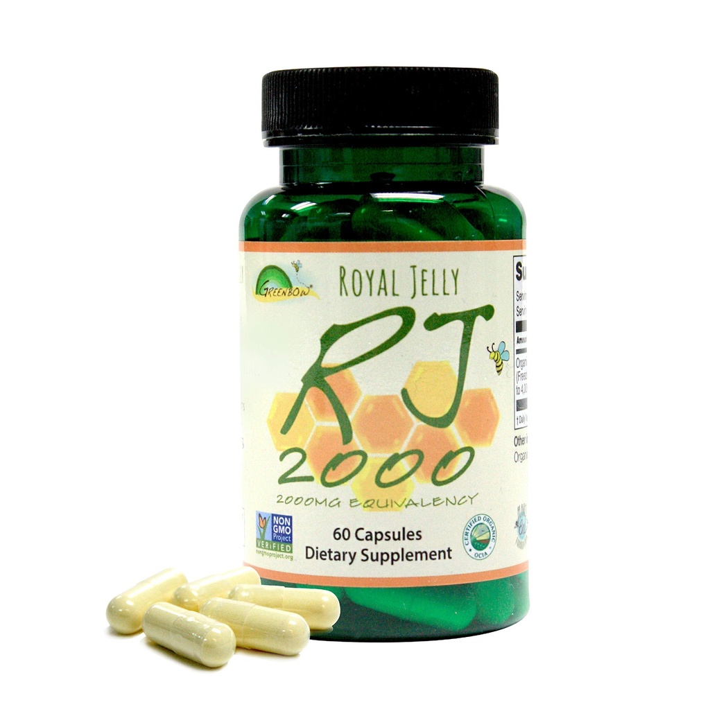 Greenbow Royal Jelly 2000mg Equvalen - Non GMO Dibuat dengan Royal Jelly Organik - Salah satu The Most Nutrection Packed - (60 Vegan Capsules)