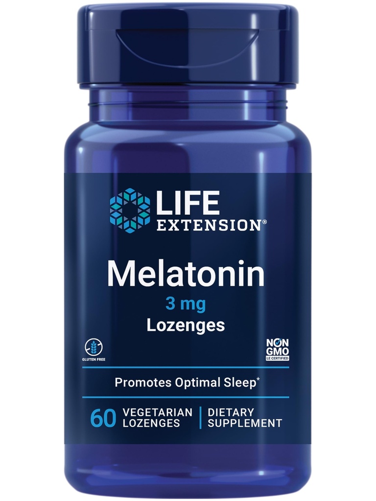 Extension Melonatin, 3 mg, Optimal Sleep Support, circadian Healthy, Cellular Defense, Gluten- Free, Non-GMO, Vegetarian, 60 lozenges chewable