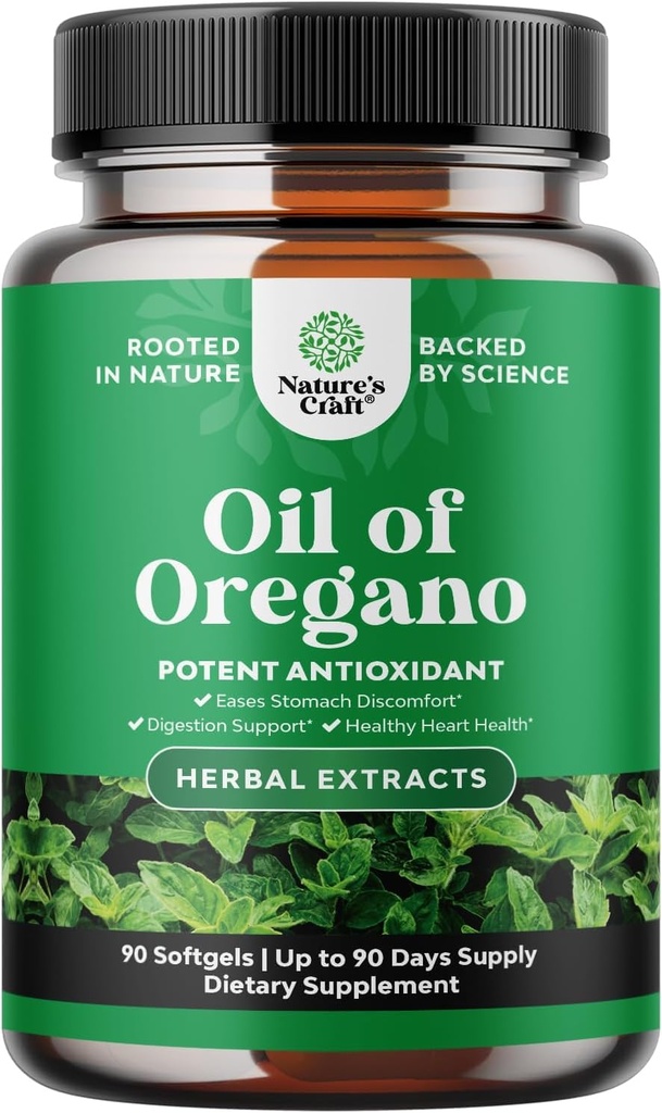 Wild Oil of Oregano Softgeels - Detox Lembut untuk Dukungan Imune - Terkonsentrasi Oregano Oil Softgeels dengan Carvacrol 70% - Pengacau Ease, Kurungan Gut & Cleanse Body - Trusted Herbal Suplemen - 90 Ct