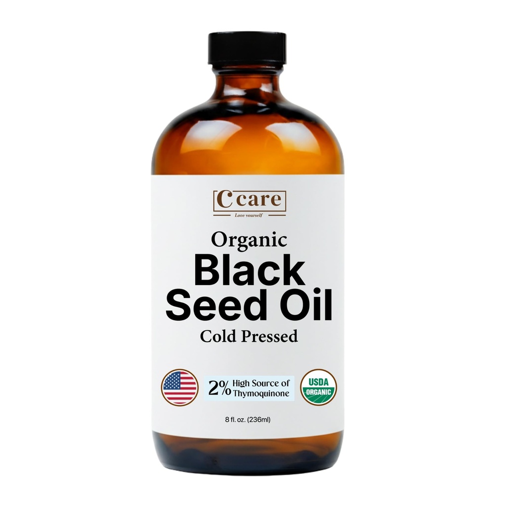 Black Seed Oil Cold Press Unfuxed Glass Bottle 124; USDA Certified Organic Cumin Minyak Hitam 124; High Thymoquinone Omega 3 6 9 124; For Immune Dupport, Joints, Dibuckle, Hair & Skin 144; 8 Fl oz
