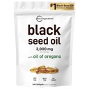 Micro Ingreations Black Seed Oil Softgels, 3.000mg, 240 Count 124; 2- in - 1 Formula dengan Minyak Oregano, Carvacrol & Thymoquinone 124; Tanaman berbasis, Non-GMO