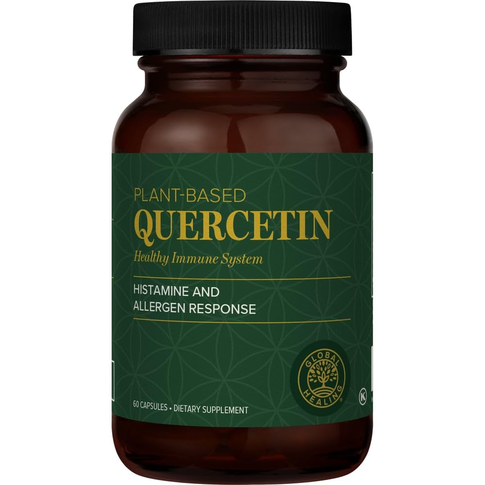 Global Healing Center Quercetin 250 mg Suplemen untuk Mendukung Sistem Imune, termasuk QuerceFIT Tanpa Bromelain & Zinc (60 Kapsul)