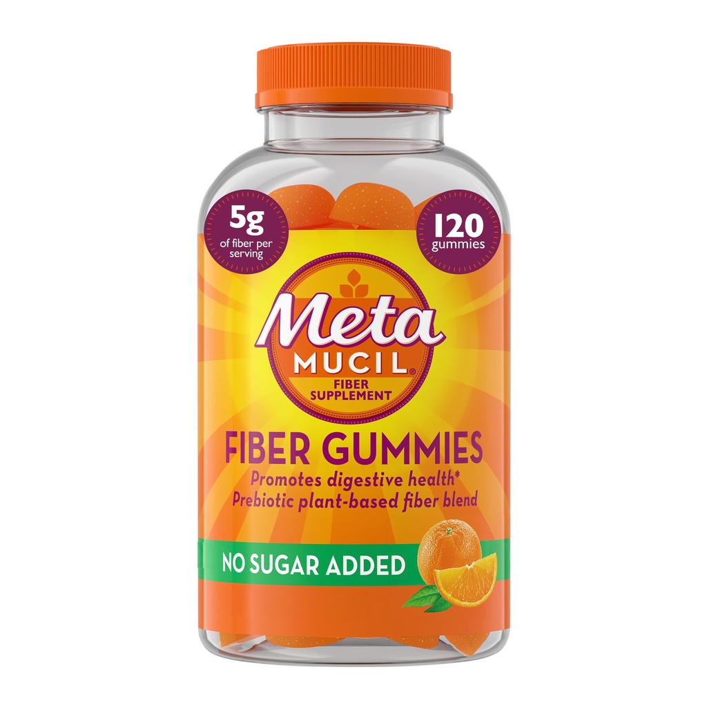 Meducil Fiber Gummies for Adules, No Sugar Added Orange Flavor, 5g Prebiotic Plant Based Fiber Suplemen Blend, 120 Count