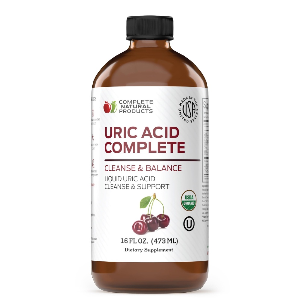 Lengkap Acid Uric Acid Complete - 16oz Liquid Suplemen Acid Cleanse, Ginney Health & Circulation with Apple Cider Vinegar, Tart Cherry, & Beet Root.