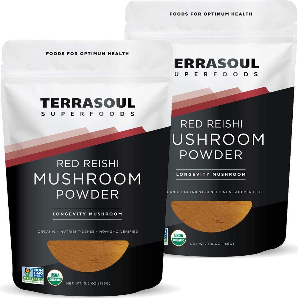 Superfoods Terrasoul Super Foods Reishi Mushroom Powder (4: 1 Ekstraksi), 11 Oz (2 Pack) - Imune Boosting 124; Coffee Enhancer 124; Deeper Sleep