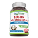 Murni Biotin 10.000 Mcg dengan Ekstra Virgin Coconut Minyak 120 Softgels 124; Non- GMO 124; Gluten Bebas 124; Dibuat di AS