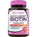 Doctor 's Recipes Biotin 10.000mcg, High Potency Vitamin B7 for Hair, Skin & Nail Dukung, Non-GMO, Optimal Solutions Solutions Hair Vitamin, for Women and Men, 120 Softgels
