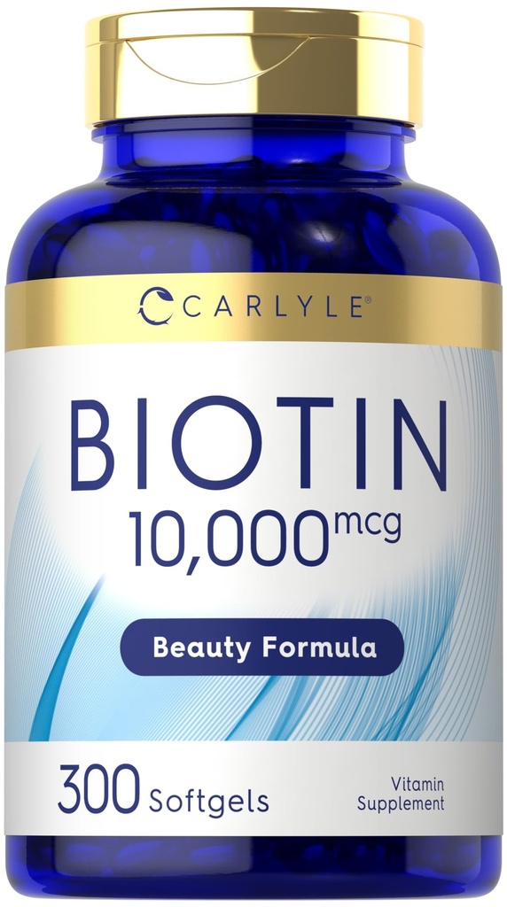 Carlyle Biotin 1000mcg 124; 300 Softgeels 124; Max Kekuatan untuk Rambut, Skin, dan Nails 124; Non-GMO, Gluten Free Supplemen