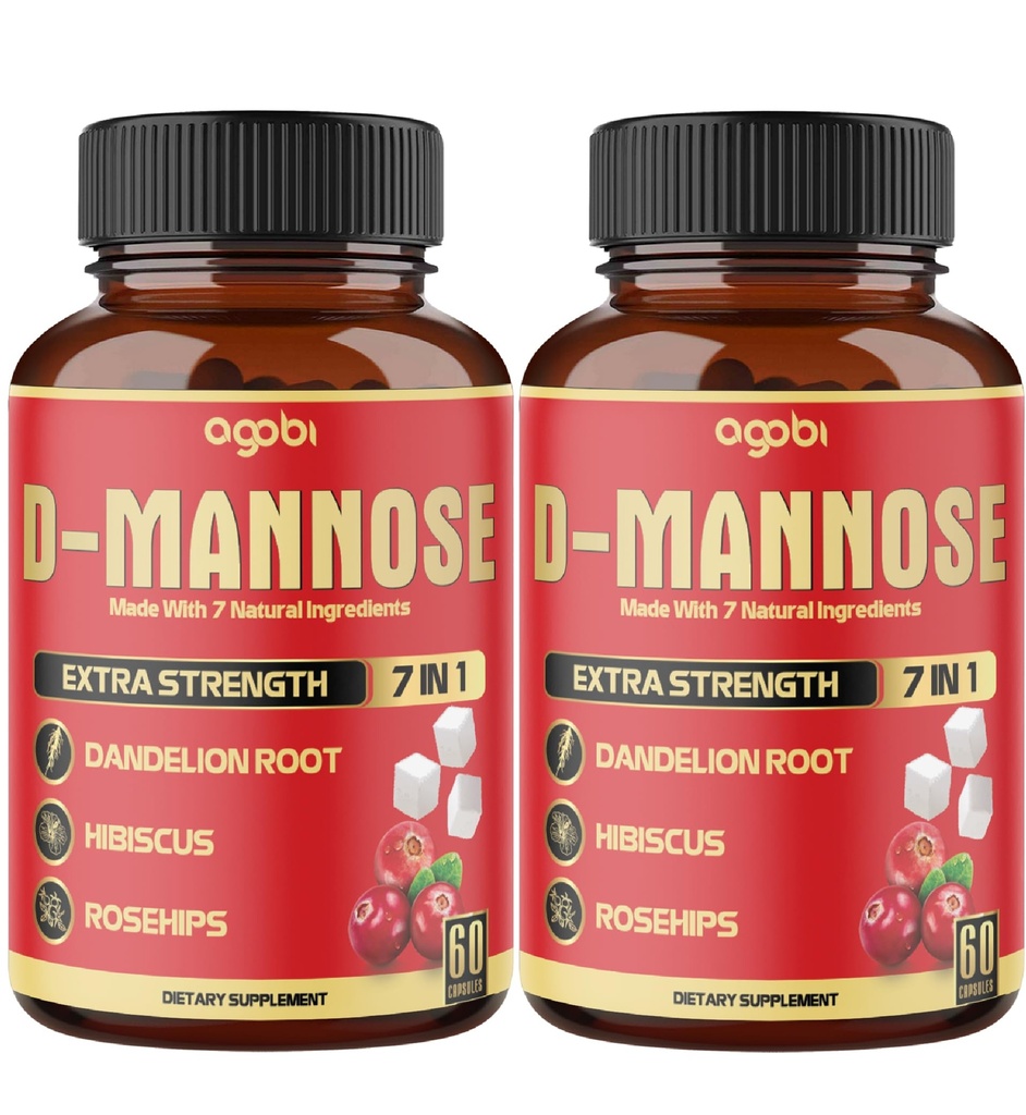 2 Pap 60 Counts 4 Bulan - D-Mannose Capsules - Natural Tract Kesehatan & Imune Dukungan - 7in1 dengan Cranberry, Dandelion, Hibiscus & More