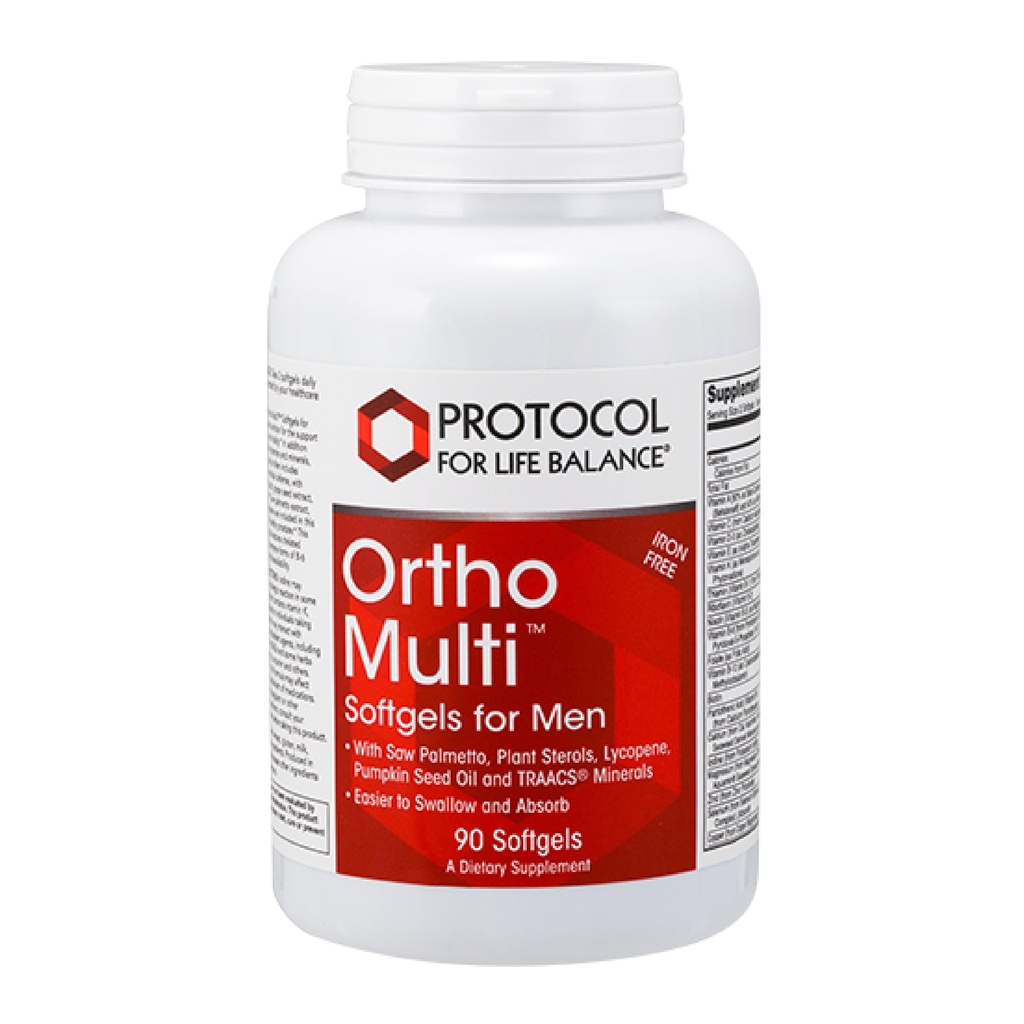 PROTOCOL UNTUK HIDUP BALICE Ortho Multi Softgels for Men - Multivitamin for Prostate Health - with Saw Palmetto, Zinc & CoQ10 - Men Daily Multivitamin - Iron Free - 90 Softgels