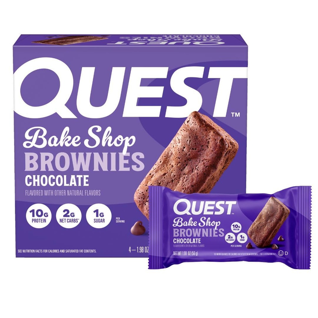 Quest Nutrection Bake Shop, Chocolate Brownies, 10g Protein, 2g Net Carbs, 1g Sugar, 4 Count
