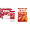Quest Nutition Frosted Cookies Twin, Strawberry Cake, 1g Sugar, 10g Protein, 2g Net Carbs & Cheese Crackers, Cheddar Blast, High Protein, Low Carb, Made with Real Cheese, 12 Ct