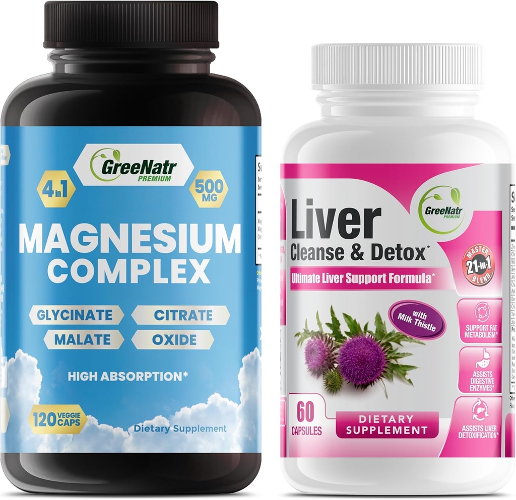 Liver Cleanse Detox & Repair Formula - Milk Thistle, Berberine, Ginger Plus Magnesium untuk Better Sleep dan Fungsi Otot