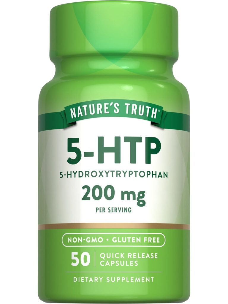 Nature 's Truth 5HTP 200mg Capsules 124; 50 Count 124; 5 Hydroxytryptophan = 124; Non-GMO & Gluten Free Suplemen