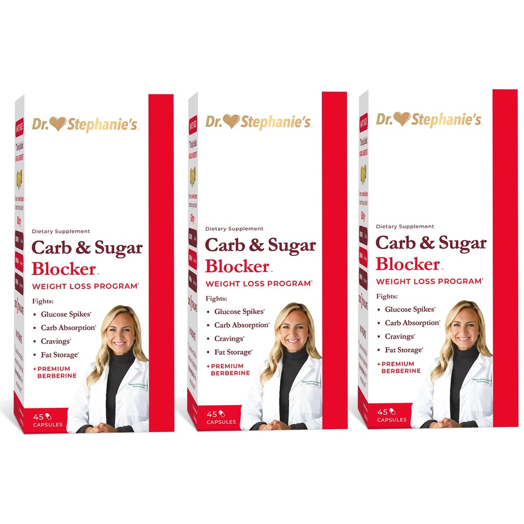 Mealtime Carb & Sugar Blocker Dr. Stephanie - Mengurangi Digested Carbs, Sugars, & Calories, Stimulant- Free (3 Pack)