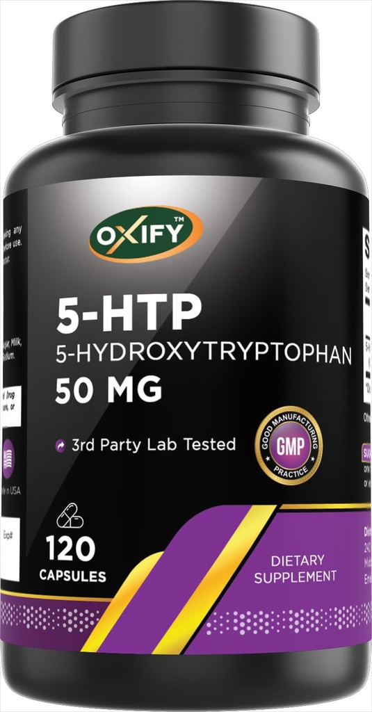 Memperluas 5- HTP 5- Hydroxyptophan 50 mg 124; 120 Capsules 124; Gluten- Bebas, Non- GMO 124; Suplemen Dibuat di AS