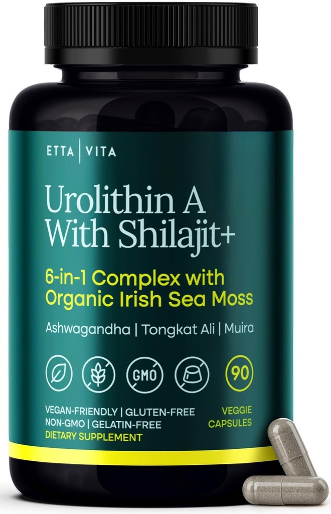 Urolity- Kompleks w Shilajit, Organik Laut Moss, Ashwagandha & Tongkat Ali, Natural Energy, Libido, Hormone Keseimbangan, dan Fokus untuk Pria & Perempuan (Dibuat di USA - 3 Partai Teruji)