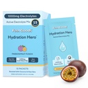 Feel Goods Hydration Hero, 1.000mg Electrolytes Powder, Sugar Free, Magnesium, Organic Aloe Vera, L Theanine, Vitamin C & B12, Keto, Vegan, Electrolite Packets, Passion Fruit Punch, 15 Count