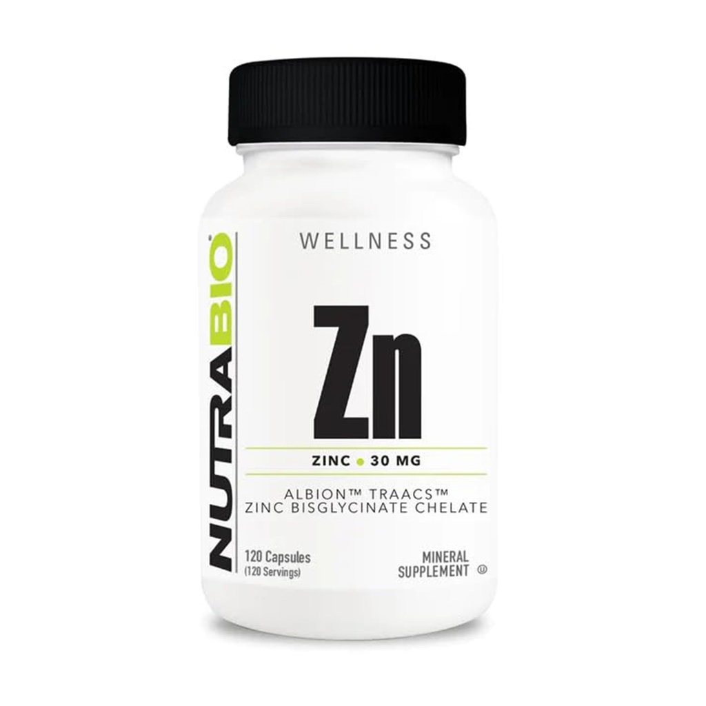 NutraBio Zinc Chadate Mineral Supplement - for Proper Growth, Development, and Immune Health - 30mg dari Zinc per Vegetarian Capsules - 120 Servis
