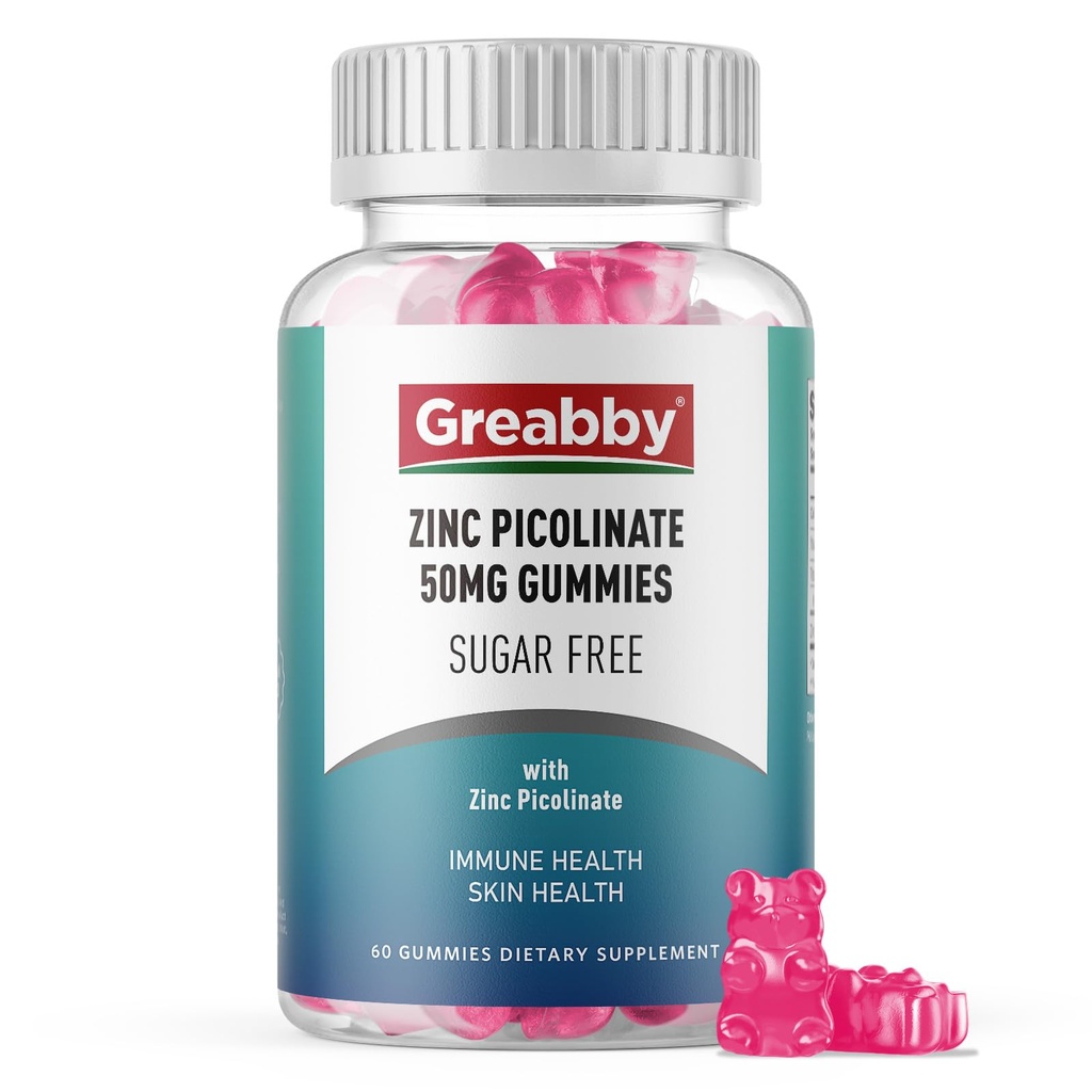 Zinc Kimmies - Zinc Picolinate 50mg, Sugar Free, Sangat Absorbable Zinc Picolinate Suplemen untuk Anak-anak & Dewasa, Dukungan Pertumbuhan, Fungsi Imune, Kesehatan Skin, 60 Gummies