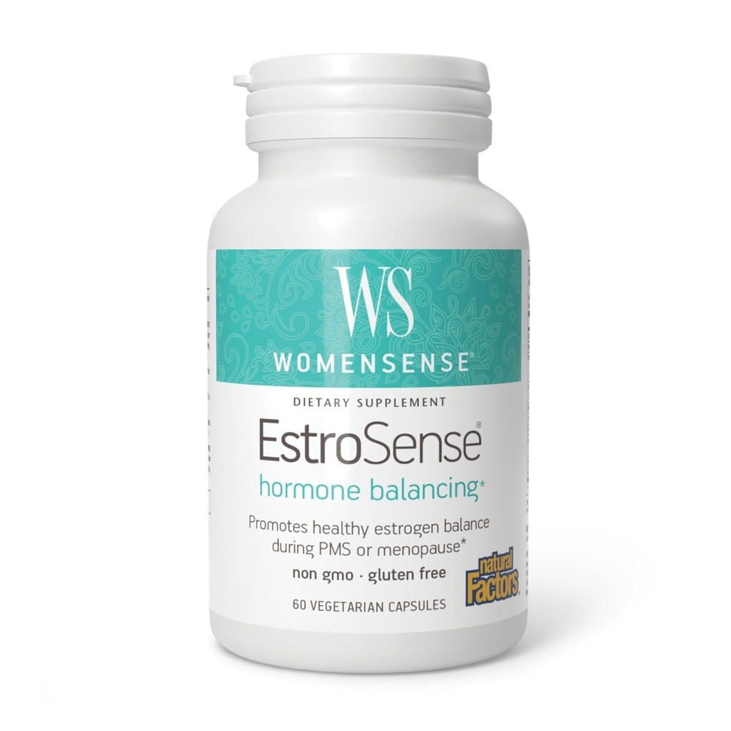 WomenSense EstroSense by Natural Factors, Natural Suplemen untuk Mendukung Estrogen and Hormone Keseimbangan Selama PMS atau Menopause, Vegan, Non- GMO, 60 Capsules