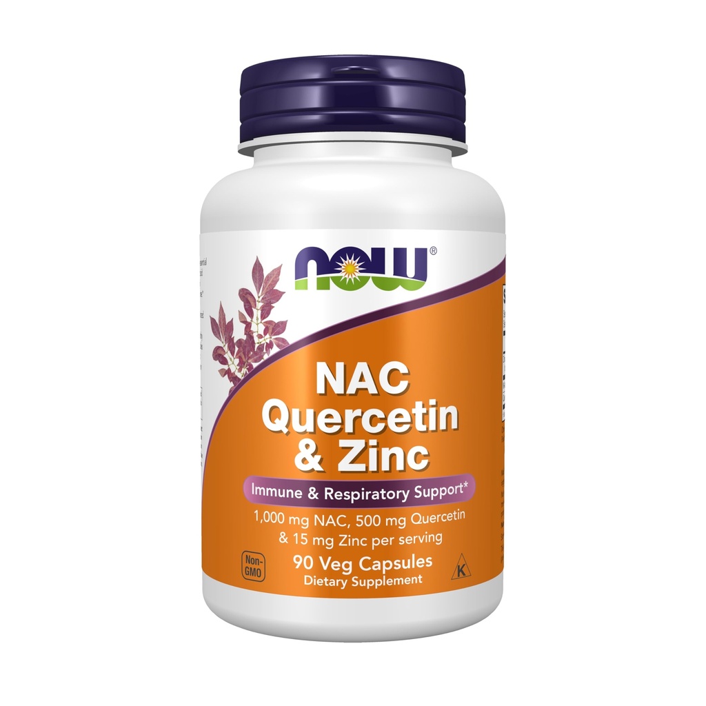 Now Foods Suplemen, NAC Quercetin dan Zinc, Imune dan Respiratory *, 1,000 mg NAC, 500 mg Quercetin, 15 mg Zinc, 90 Veg Capsules