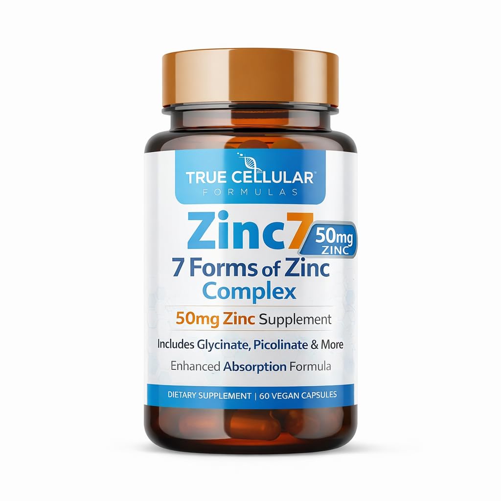 Zinc7: 7-in-1 Kompleks Zinc 50mg - Maksimum Pengaruh Pertahanan Ammune, Deep Sleep & All-Day Energy 126; Hormone Complex & Metabolisme Dukung 124; 60 Vegan Capsules