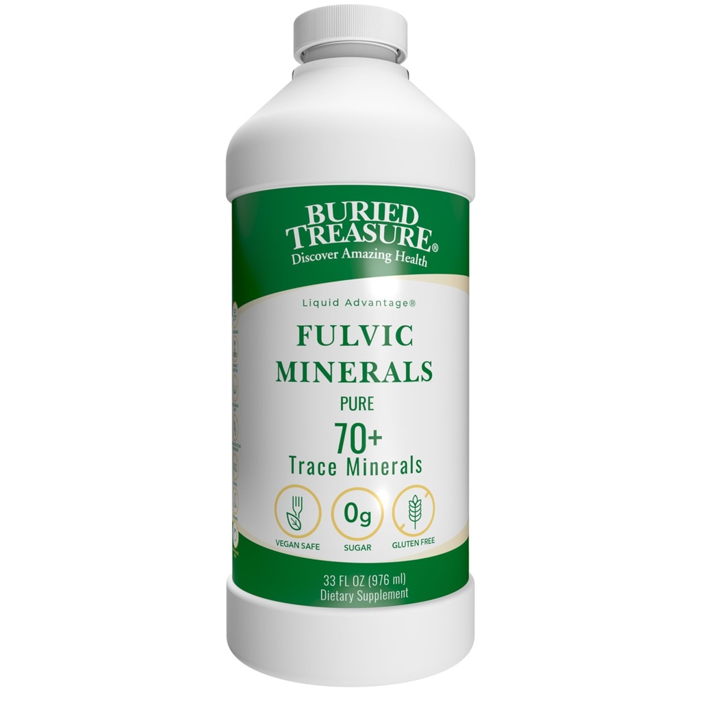 Buried Treasure Liquid Advices FULVIC MINERALS Pure 70 + Trace Mineware 33 oz Dietary Supplemen