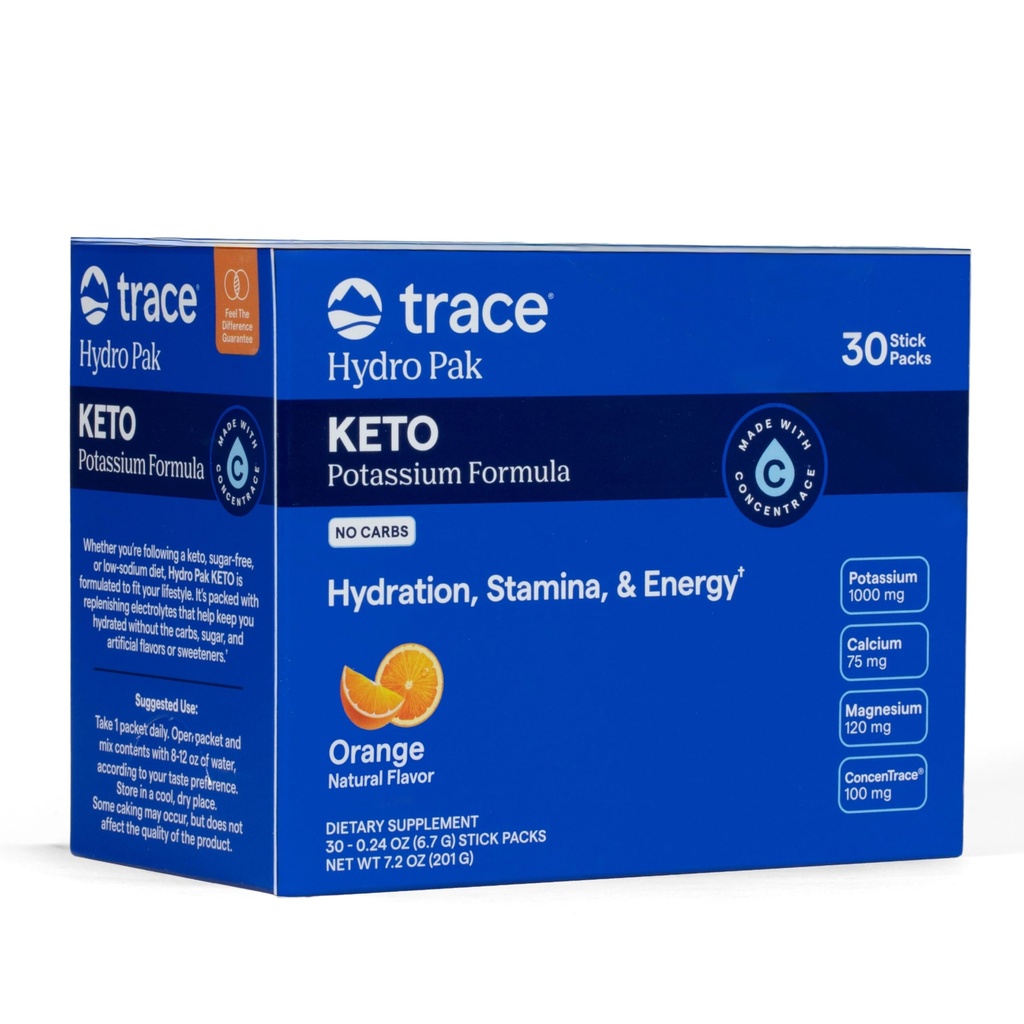 Telusuri Hidro Mineral Pak Keto - Electrolite Repleniment Drink Mix - 1000 mg Potasium Plus 70 Tambahan Energi, Stamina, & Hydration - Orange Flavor - 30 Hamba