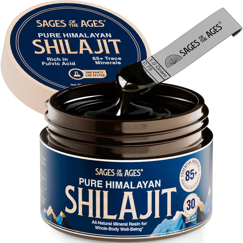 Himalaya murni Shilajit Resin - 500 mg Max Kekuatan Acid Organik Fulvic untuk Pria & Women - Lab Diuji dengan 85 + Trace Mineral - Energi, Stamina & Mental Performance - 30 g Jar