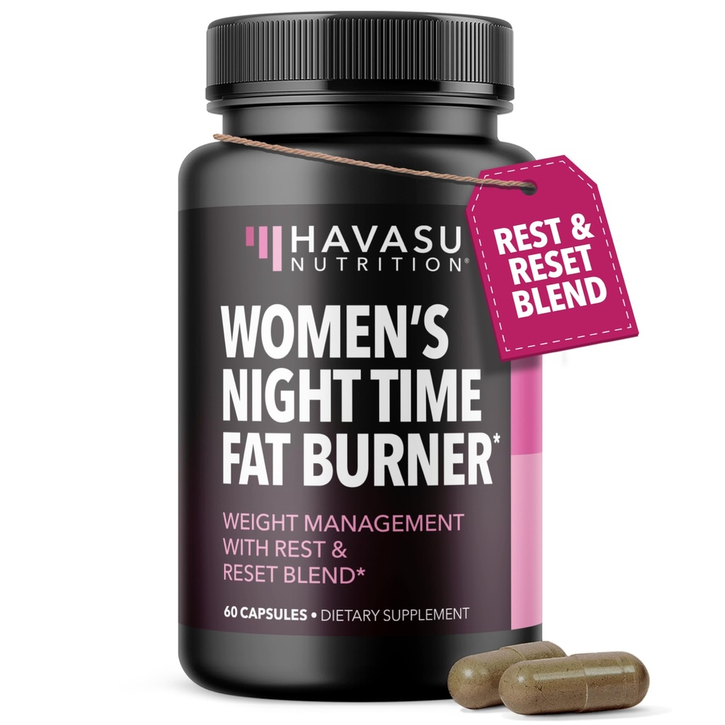 Night Time Fat Burner for Women - Appetite Suppresan untuk Weight Los - 60 Count - Herbal Metabolisme Booster dengan Melonalin untuk Dukungan Tidur - Vegan, Non-GMO Capsules - 2 Bulan Suppply