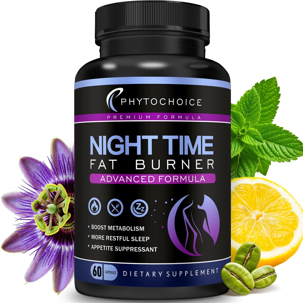 Night Time Fat Burner - Weight Loss Diet Pills dengan Magnesium Melatonin CLA L- Carnitine yang bekerja di Night, Appetite Suppresant, Carb Blocker, Nighttime Metabolisme Booster untuk Perempuan dan Pria 60 Caps.