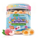 Anak-anak Multivitamin Gummies dengan Besi, 450mg Almega Omega-3, Methylated B12, Folate, Fiber 2g, Progorium, Magnesium, A, C, D, K, Zinc, Children Vitamin for Growth, Brain, Eye, Gut, Immune, Sugar Free