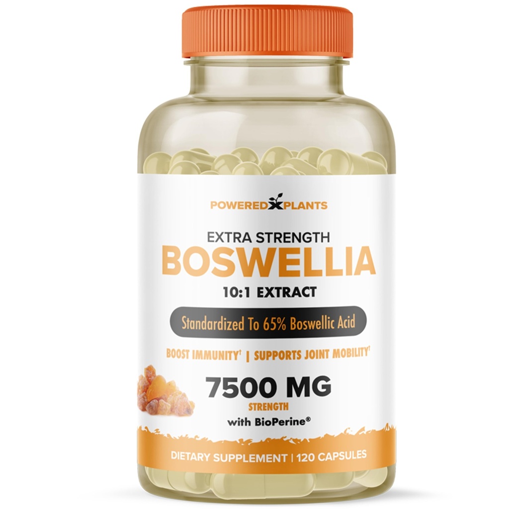 Boswellia Extract Completion Completion Completion by powered by Plants - 65% High Potwality Boswellics Acids with BioPerine - Supports Immunity, Mobility & Flexibility - 120 Vegan Capsules