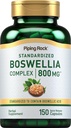 Piping Rock Boswellia Serrata Ekstraksi Tambahan 124; 150 Capsules 12.4; Boswellic Acid Complex 126; Non-GMO, Gluten Free Formula