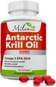 Antartika Krill Oil - 120 Softgels - Omega- 3 EPA, DHA, dengan Astaxanthin - Sumber dari Krill Merah - Maksimum Kekuatan - 500mg