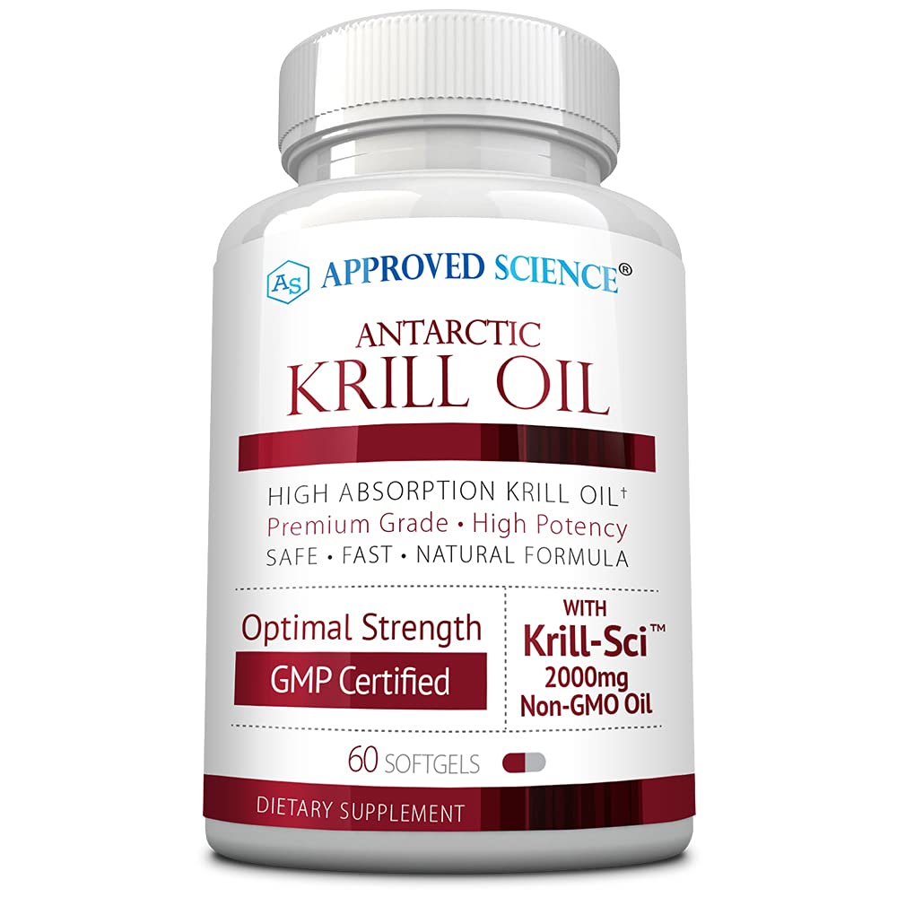 Approved Science Krill Oil - 2000mg Antartika Krill Oil, 650mcg Astaxanthin - 260mg EPA, 160mg DHA - 60 Softgels - 1 Bulan Suppply