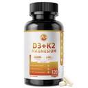 M inch Vitamin D3 K2 dengan Magnesium, Vitamin D3 100000 IU, Vitamin K2 MK-7 240 mcg, 6- 1 K2 D3 Vitamin Suplemen dengan Quercetin untuk Bone, Imune & Moo * Dukungan, Sangat Biotersedia, 120 Capsules