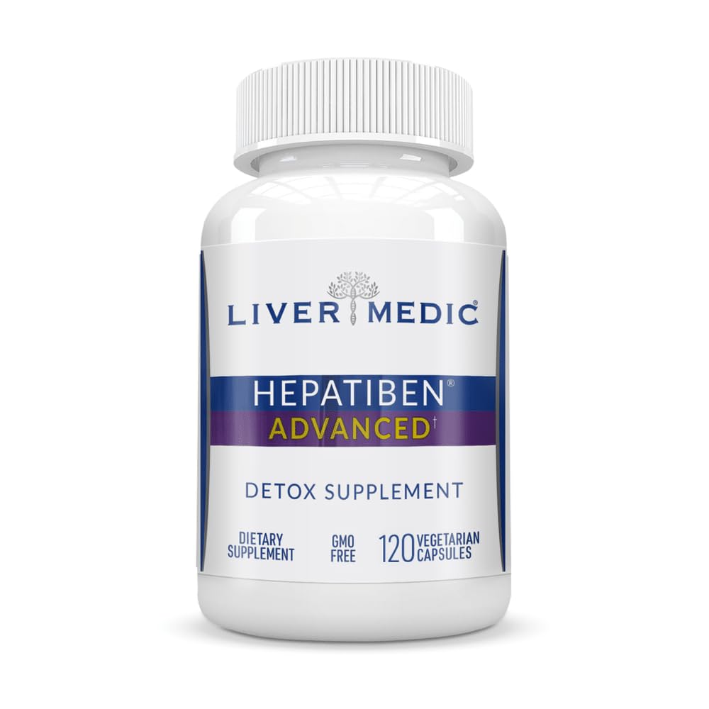 Hepatiben Liver Detox Cleanse All Natural Sustle, Silybin, NAC, Cholin, MSM, Turmeric, Berberine, Glutathione Alpha Lipoic Vegan NonGMO 120 Capsules 1500mg