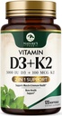 D3 K2 Vitamin - Vitamin D3 5000 IU Per Softgel - Potamine D3 Suplemen Tinggi - 2-in- 1 Kompleks D & Vitamin K2 (MK7) - Mudah untuk Swallow, Bone & Imune Dukungan - Botol USA - 120 Softgeels