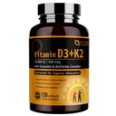 NATUR TARGET Vitamin D3 K2, High- Potency 10,000 IU D3, 100 mcg K2 (MK-7) Suplemen dengan MCT, Synergy Paling Absorbable Formula, Pasokan Tulang, Calcium & Imune Kesehatan, 120 Capsules