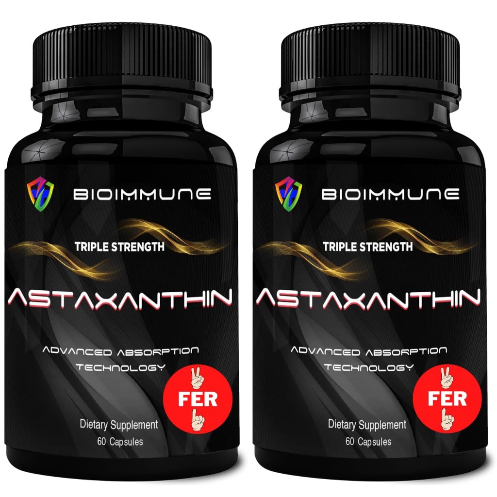 BioImune 2 Pack Triple Power AstaQuil ™ Astaxanthin 12mg Enhanced Absorpsi, 120 Softgels w / Organic Coconut Oil.