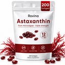 ROVINA Astaxanthin 12mg Softgels, Antioksidant Supports Eye, Skin, Imune, Gabungan, Sirkulasi Internal, Non-GMO & Gluten Free - 200 Softgels