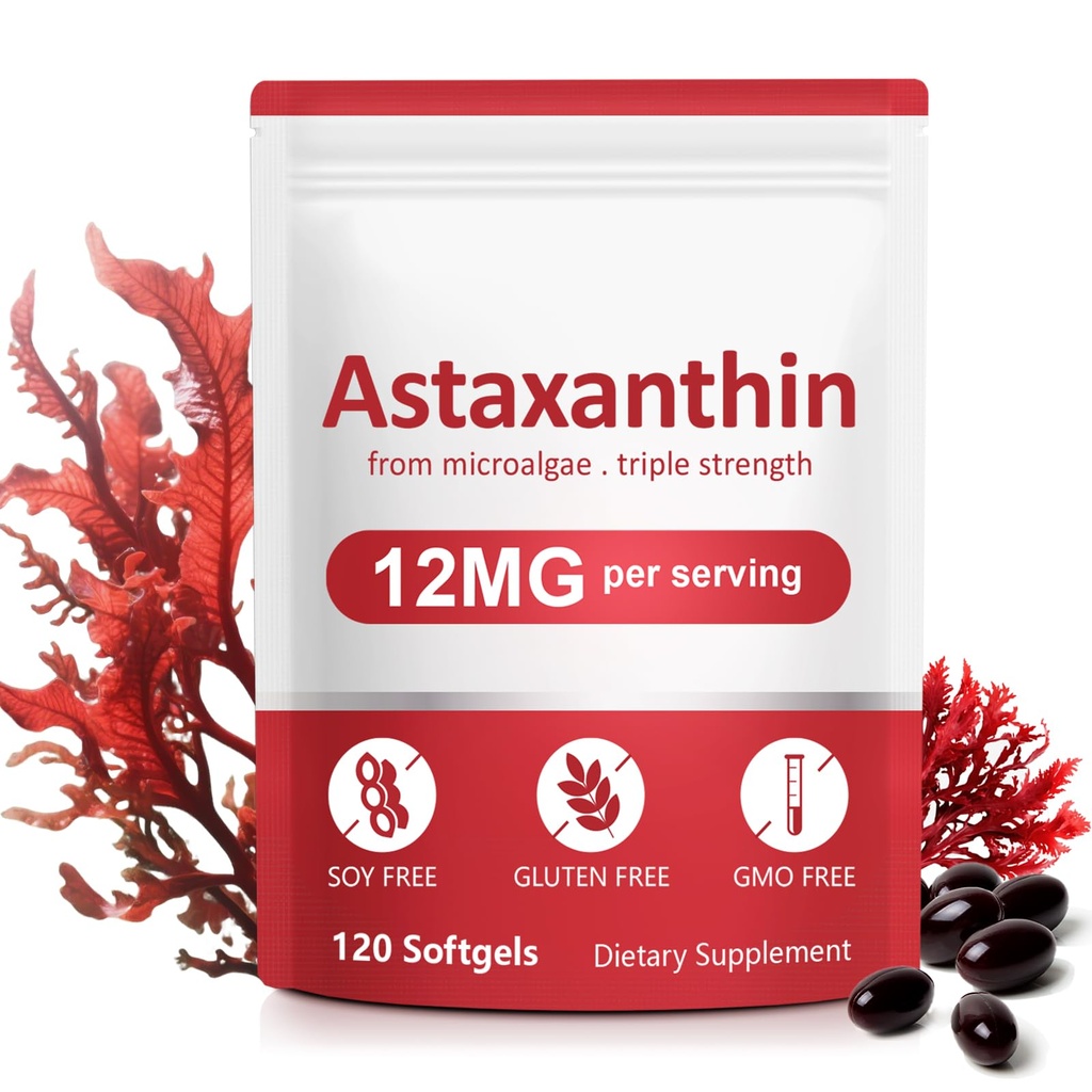 Suplemen Astaxanthin, 12mg Astaxanthin Formula-Aging