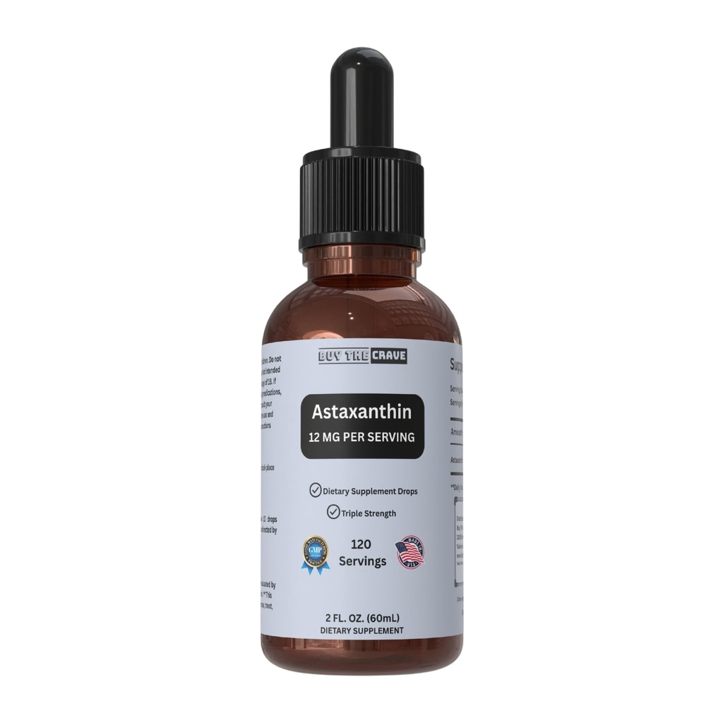 Staxanthin Liquid Drops dicampur dengan Cold Press Olive Oil - 12mg per Serving - Natural Antioksidant Dukungan - 2 fl oz Dropper Bottle - Vegan, Non-GMO