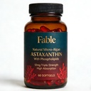 Fable Astaxanthin 12mg dengan Phospholipids - 5X Absorpsi, Natural Microgae Antioksidant untuk Skin, Eye & Heart Health, 60 Count