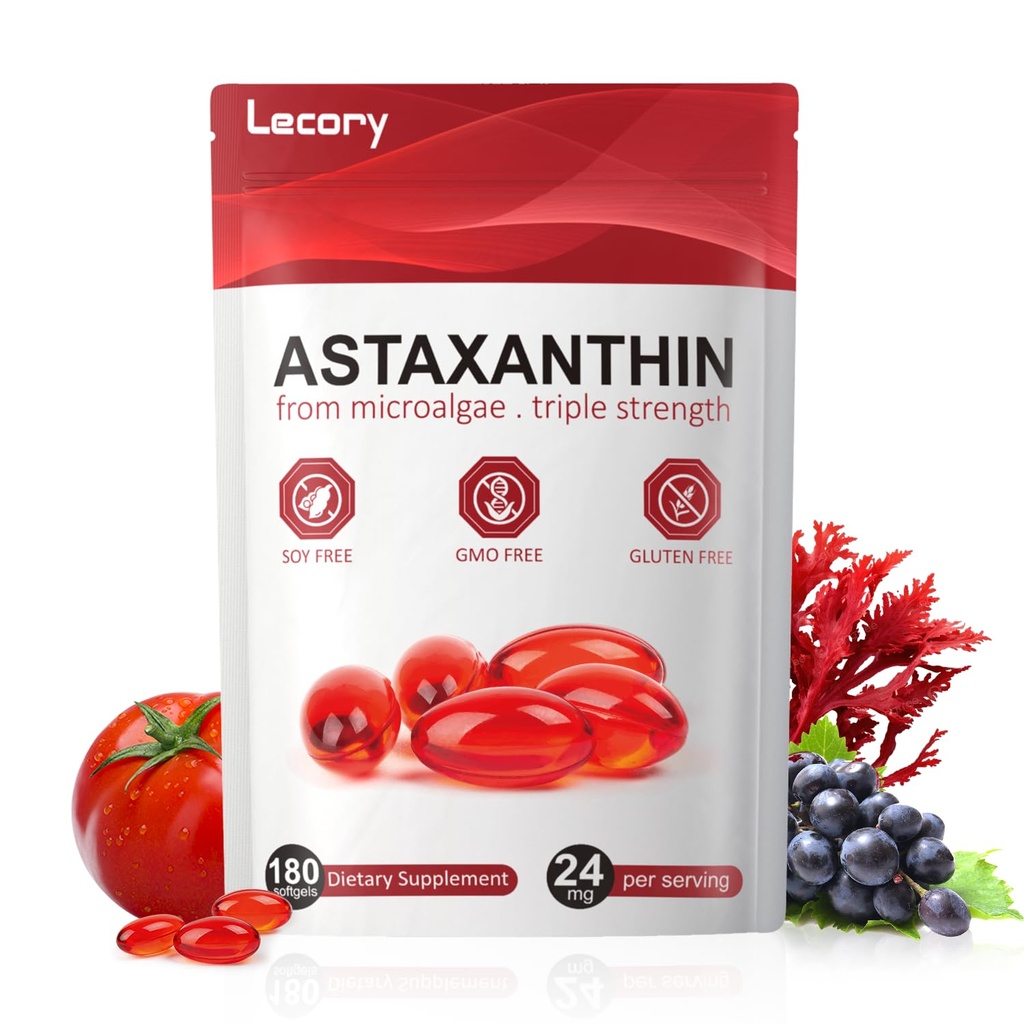 Atxanthin 24mg, 180 Softgeels 124; 6 Bulan Supply dari Premium Antioksidant 124; Triple Kekuatan untuk Eye, Imune, Skin & Circulation Dukungan 124; 6 Bulan, Non-GMO, Soy Free